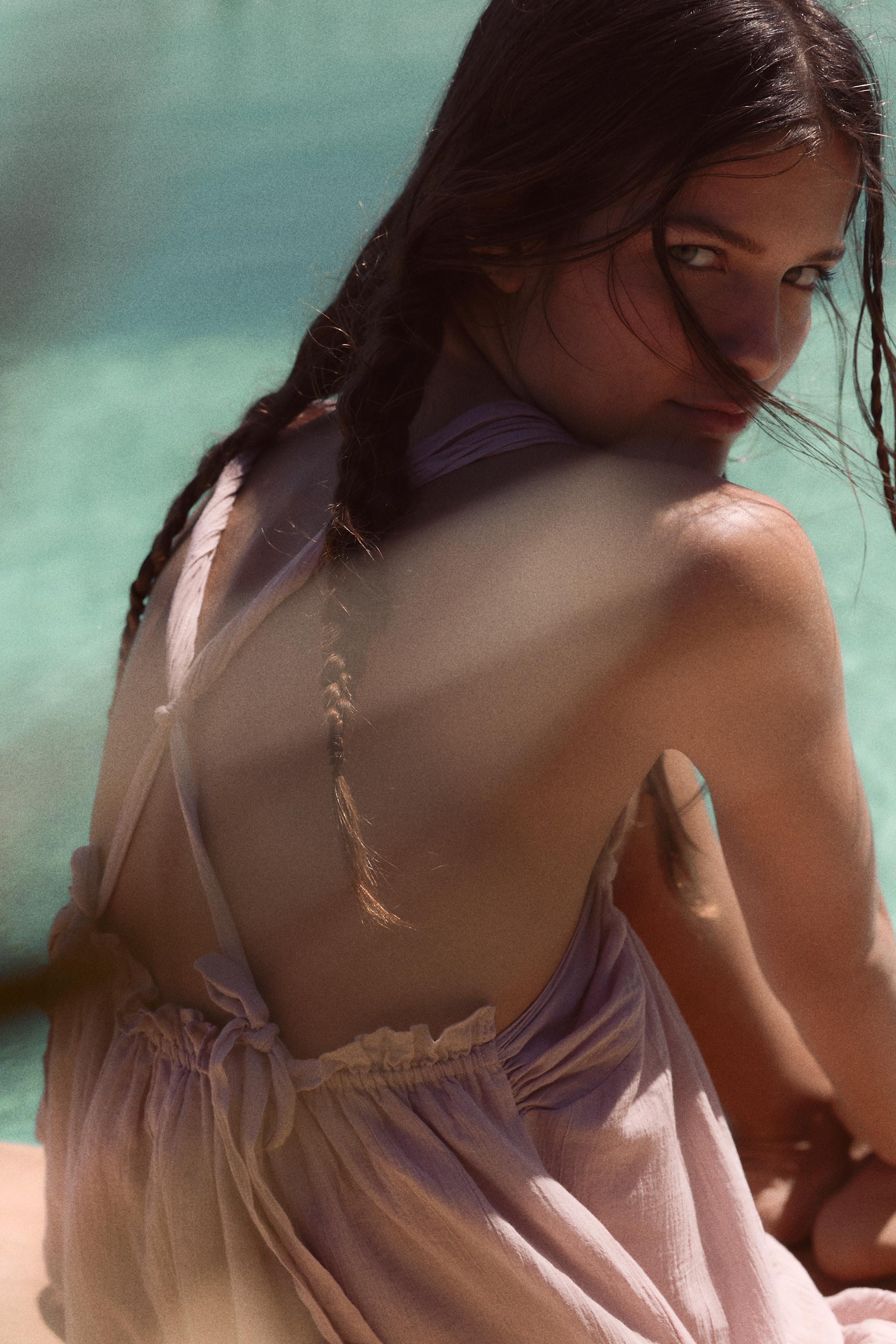 GAUZE STRAPPY MINI DRESS
